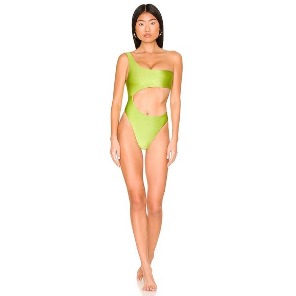 JADE SWIM Luna One Piece in Palm Sheen Green - Picture 1 of 3